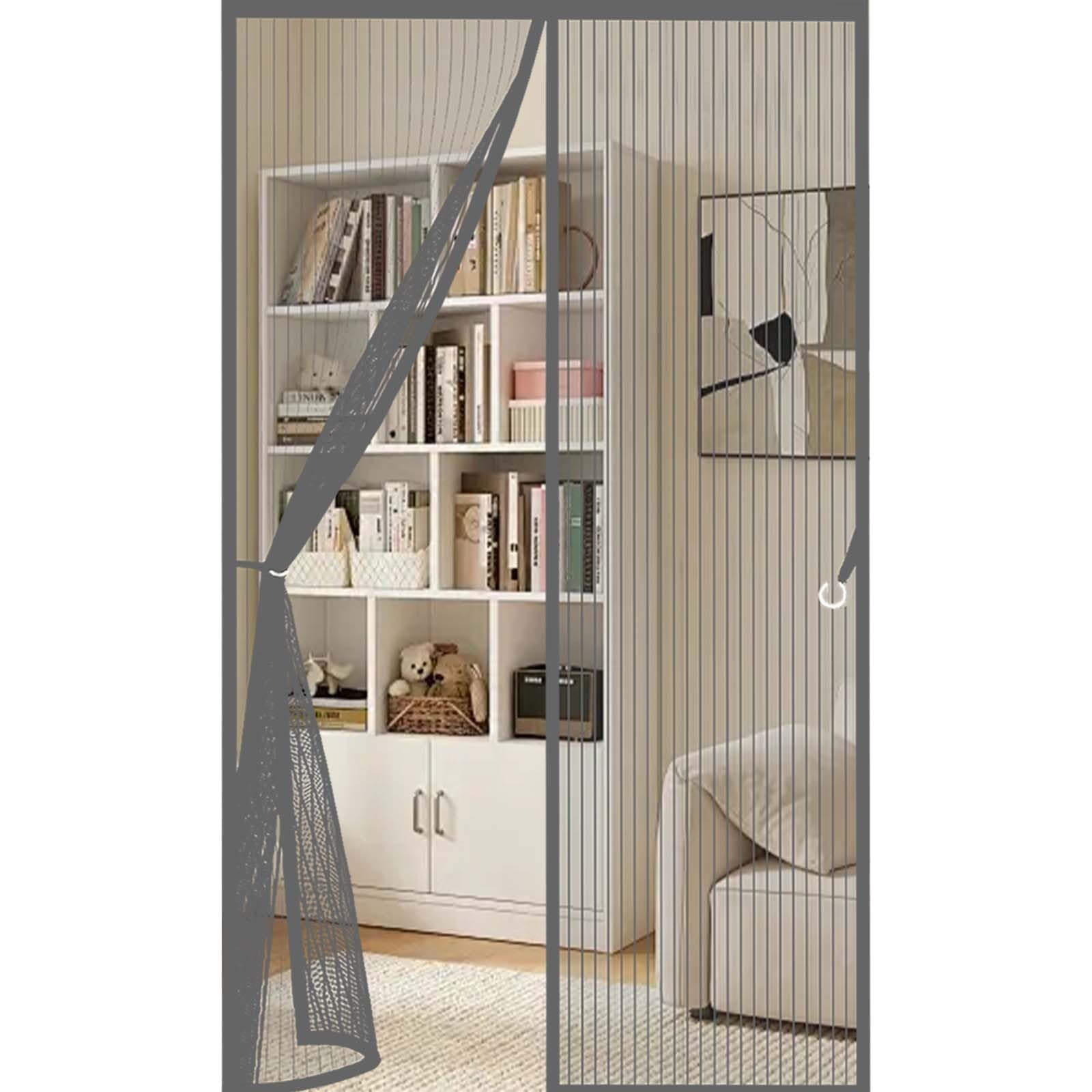Fly Curtains 139 x 201 cm Durable, Keeps Bugs Out, Kid and Pet Friendly Anti Mosquito Fly Curtain Door Screens Nets Hundreds of Sizes, Lets Fresh Air in, Grey
