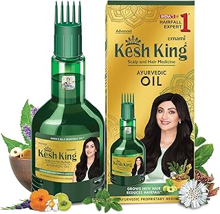 Kesh King Gold Ayurvedic Hair Oil with 21 Herbs and Gro-Biotin, Helps Grow New Hair and Reduce Hair Fall, Comes with a Hairfall Reduction Tracker, 300ml