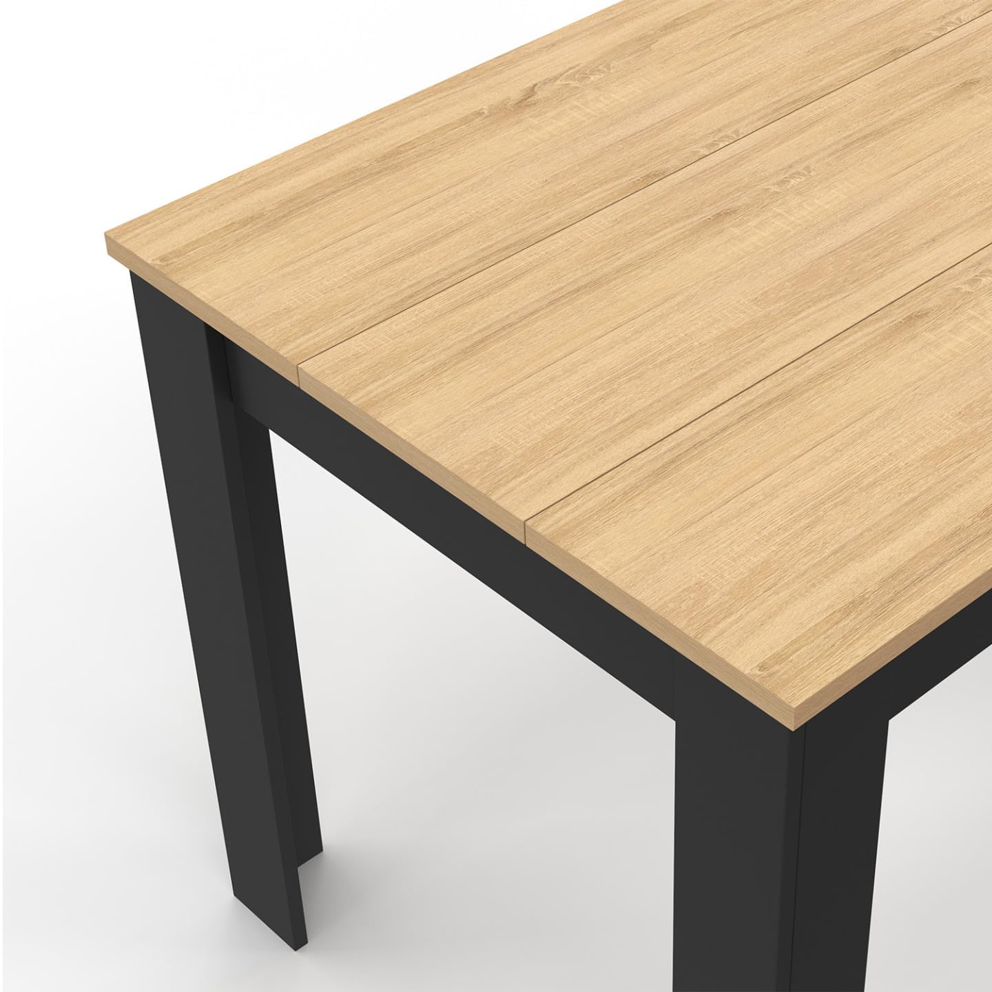 IDMarket - Table à Manger Rectangle ROZY 6 Personnes Noire Plateau façon hêtre 110 cm