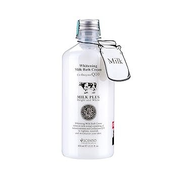 Scentio Milk Plus Organic Whitening Body Wash & Moisturizer (Cream) (Made In THAILAND). Shower Gel excellent for dry skin. 2-in-1 Wash and Moisturize 450 ML