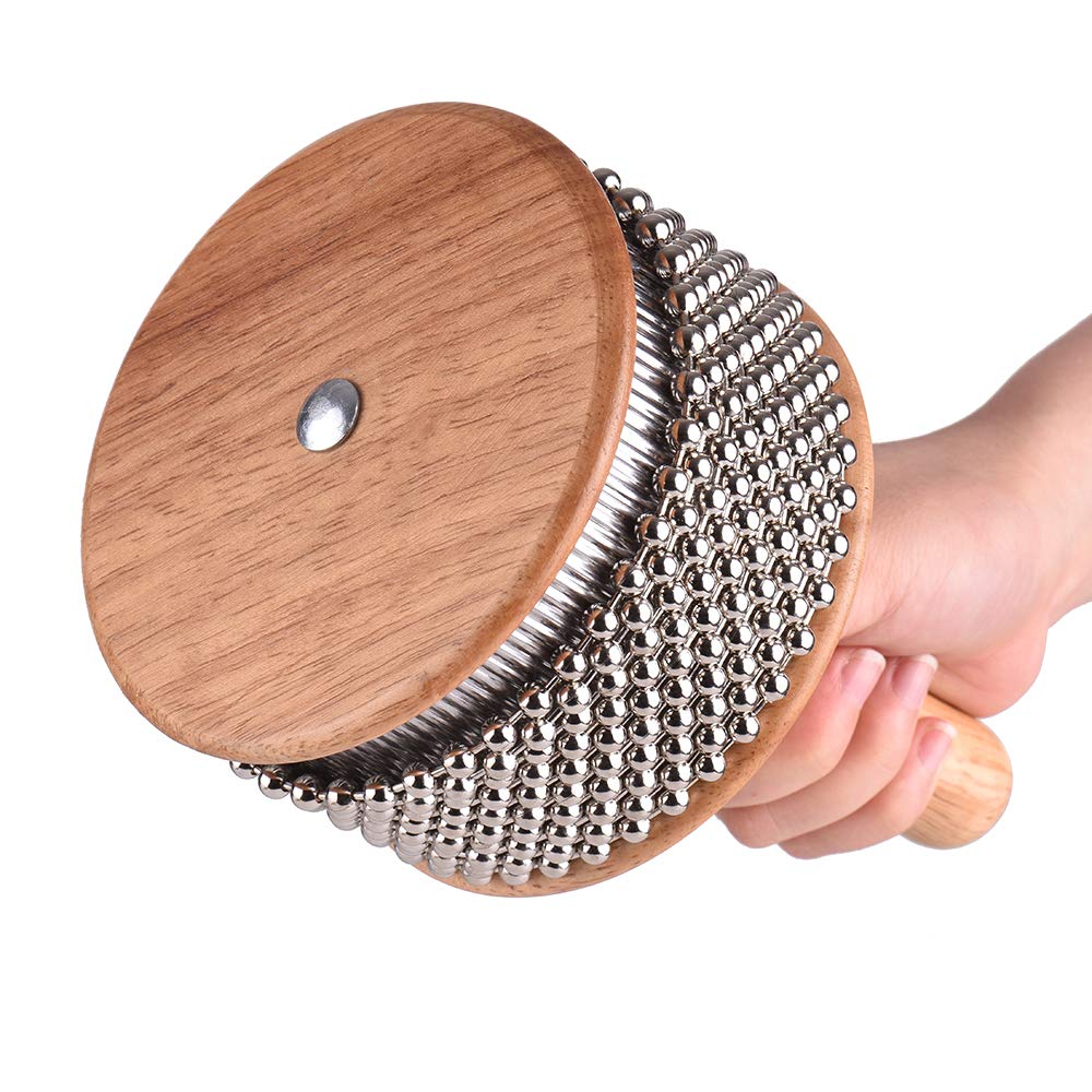 1 Stück Holz Cabasa Metall Perlen Kette & Zylinder Pop Hand Shaker Percussion Instrument Für Klassenroom Band Mittelgröße, 9 cm