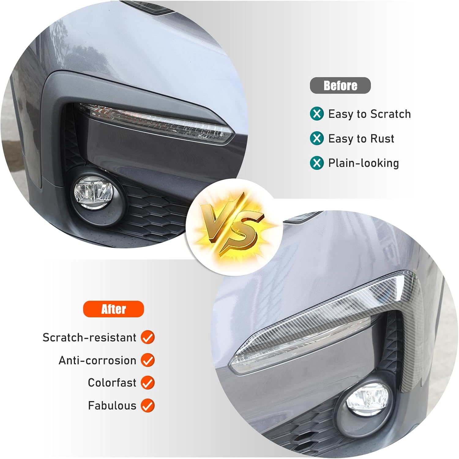 Car ABS Front Bumper Both Side Air Inlet Decorative Strip,Fit for Honda Pilot 2016 2017 2018 2019 2020 2021 2022,Car Exterior Accessories,Front Bumper Both Sides Protective Trim (Black Carbon Fiber)