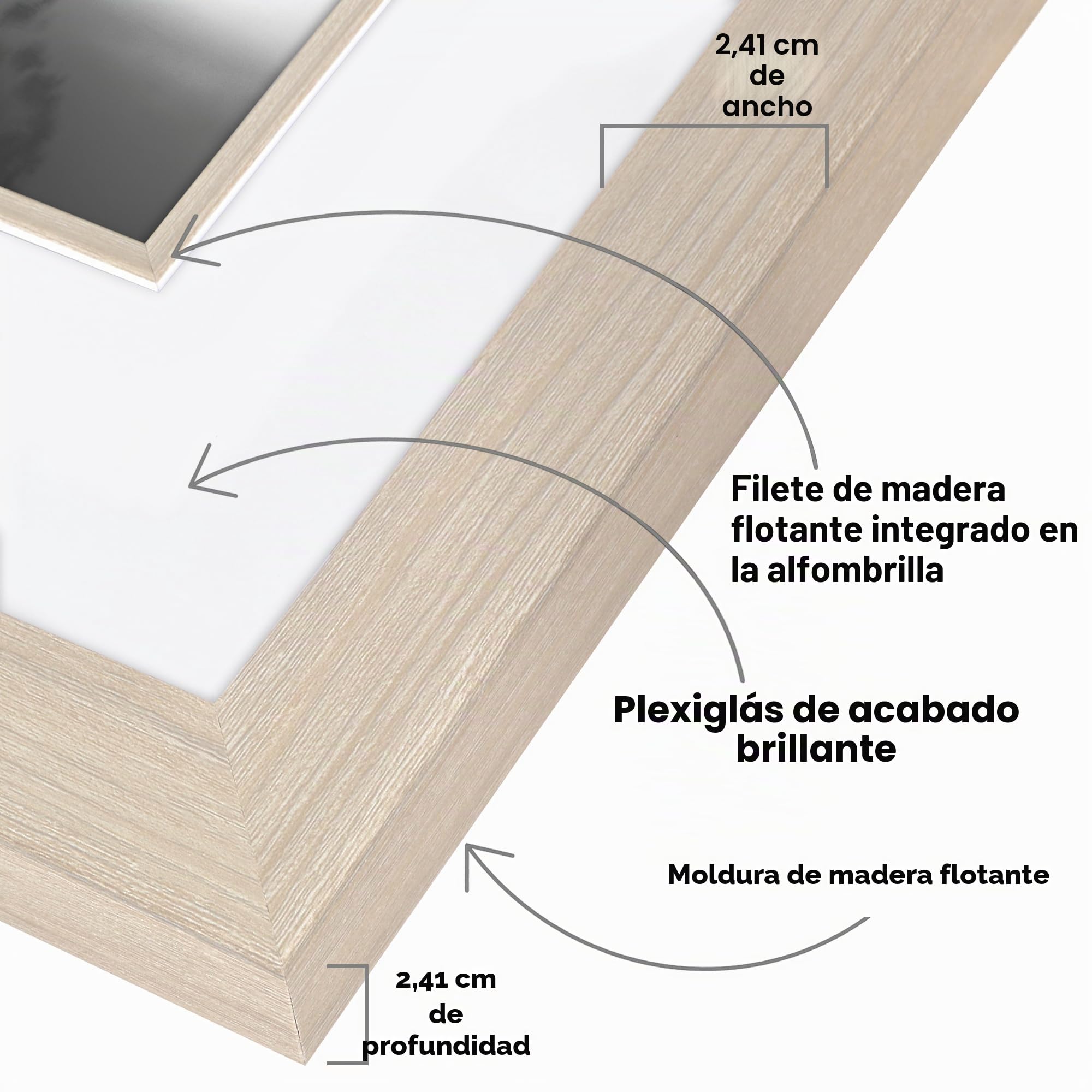 Americanflat Portarretratos de 16 x 20 pulgadas con acento interior decorativo, muestra fotos de 11 x 14 pulgadas con paspartú o de 16 x 20 pulgadas sin – Colección Veranda – Marco de madera flotante