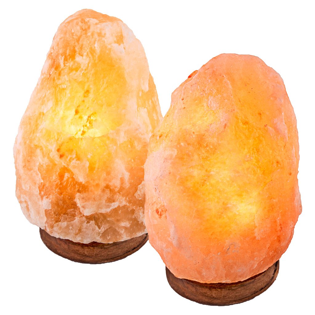 CRYSTAL DECOR Set of 2 Hand Crafted Natural Himalayan 6" to 7', 5-7 lbs Salt Lamp On Wooden Base