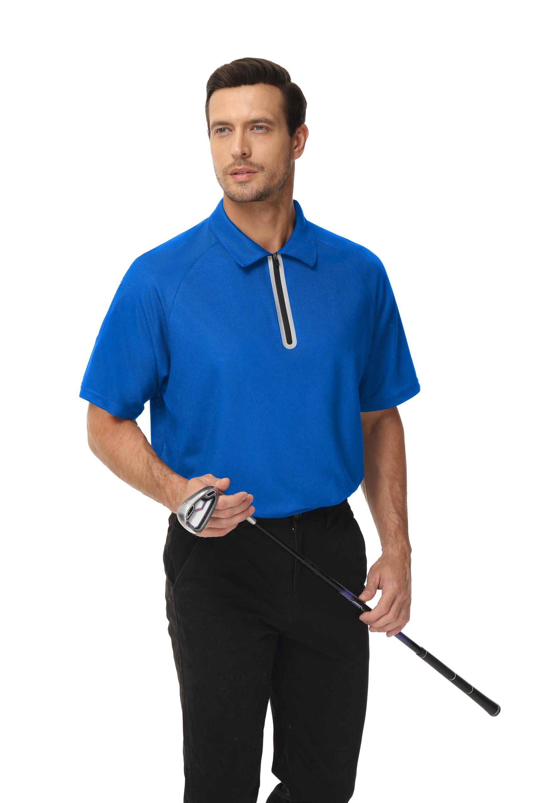Camisas de Golf para Hombre, Ligeras, de Ajuste seco, Estampadas, absorben la Humedad, Manga Corta, Polo Deportivo