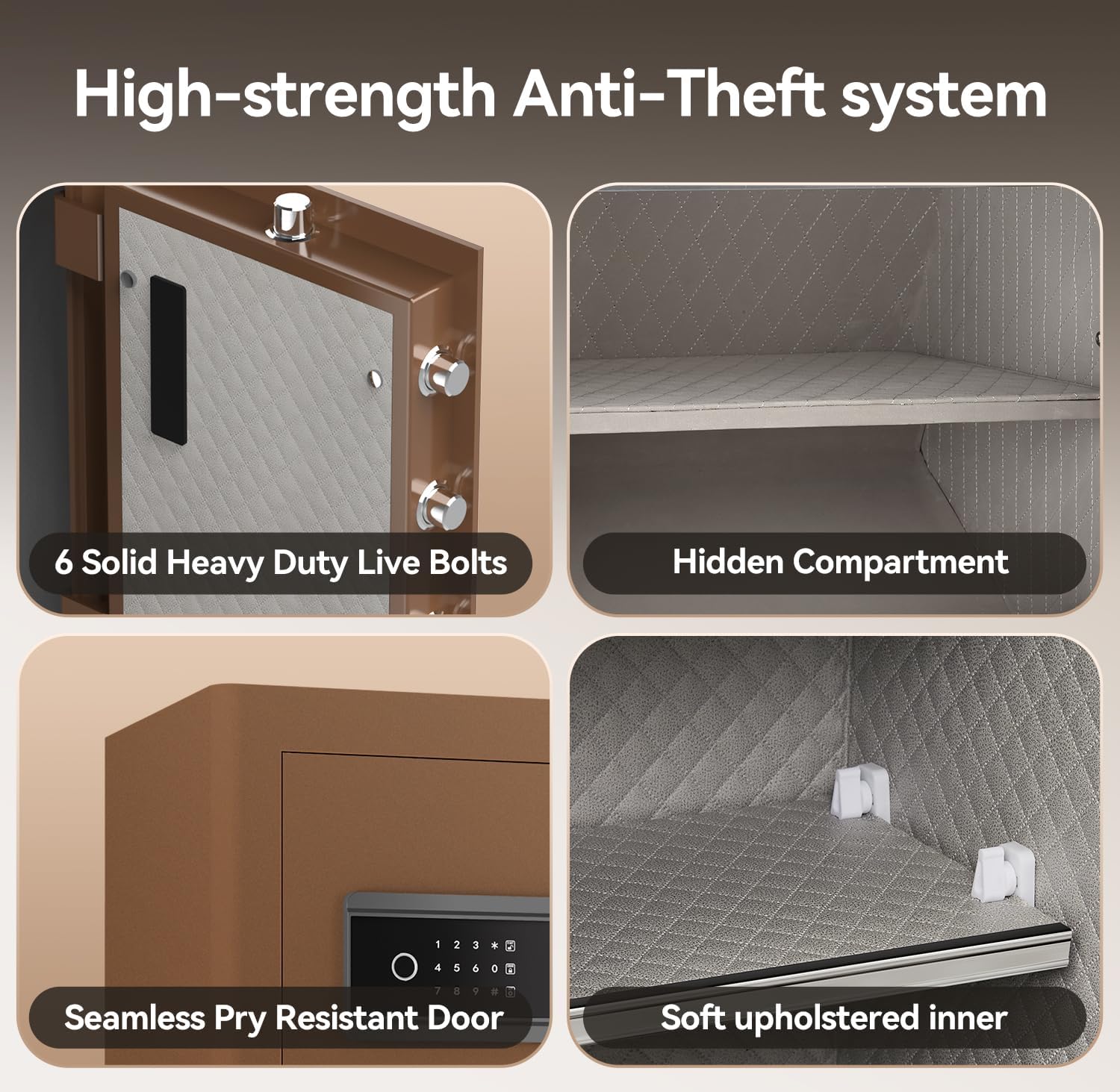 AEGIS Biometric Heavy Duty Large Safe Box, 2.7 Cubic Feet Home Safe with Touch Screen Keypad & Built-in Lock Box Hidden Compartment, Digital Safe for Office Dorm Cash Jewelry