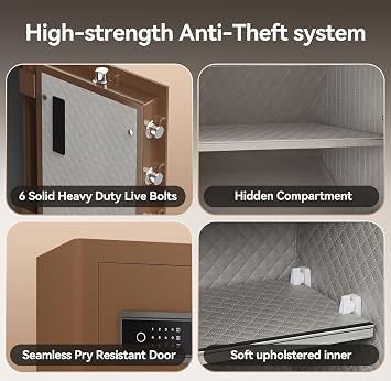 AEGIS Biometric Heavy Duty Large Safe Box, 2.7 Cubic Feet Home Safe with Touch Screen Keypad & Built-in Lock Box Hidden Compartment, Digital Safe for Office Dorm Cash Jewelry