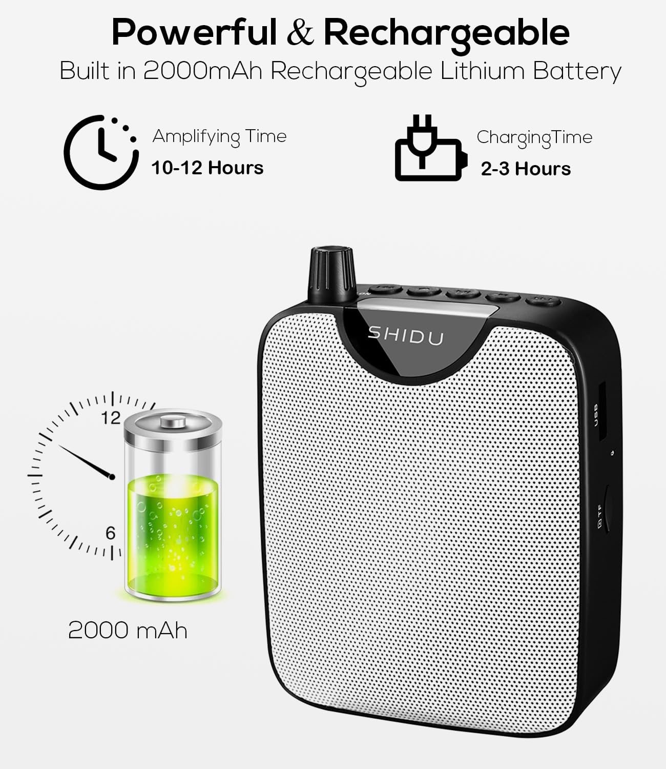 Amplificatore Vocale Senza Fili Portatile SHIDU Mini Sistemi Pa con Microfono UHF a cuffia amplificatori di voce ricaricabile batteria 2000mAh per insegnanti, canto, allenatori, formazione, yoga