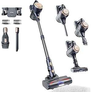 Proscenic P11 Lite + Aspirapolvere Senza Fili 40KPa 450W 50min, Spazzola Anti - Groviglio con LED, Batteria Rimovibile per Pavimenti Duri Tappeti e Peli di Animali, Leggero e Silenzioso