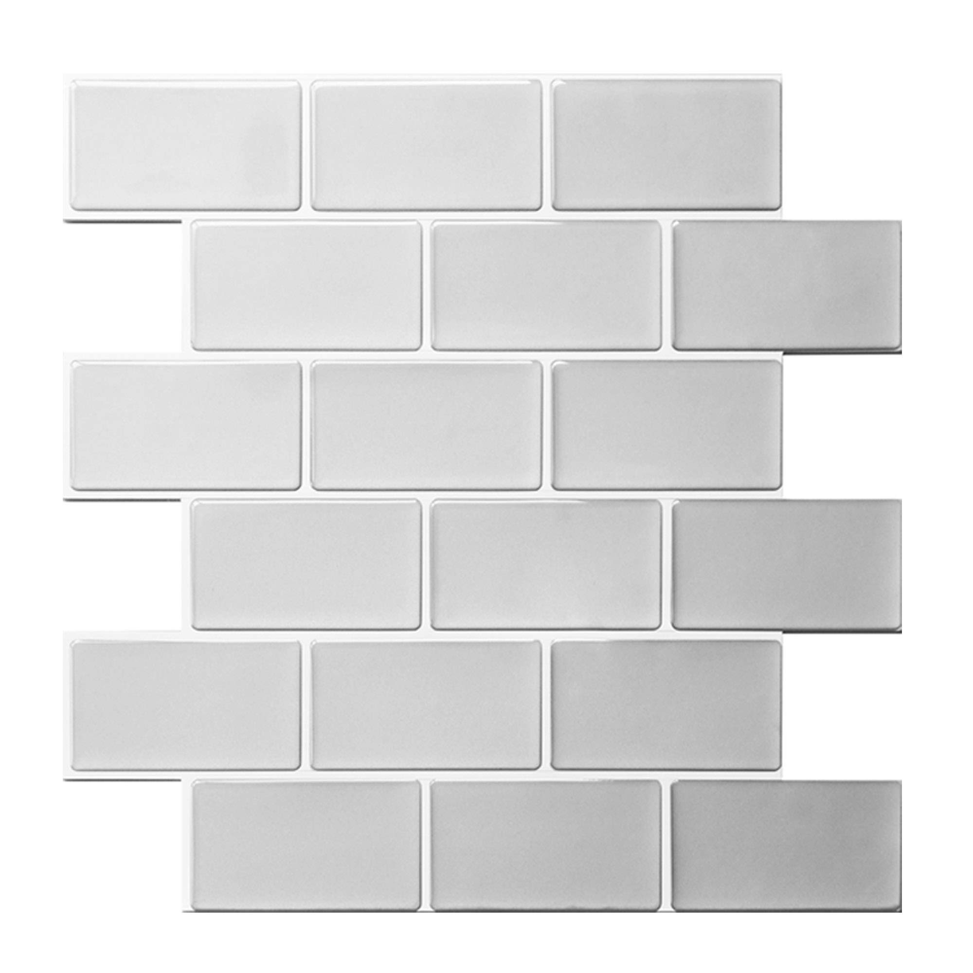 SHINEONE 3D Self Adhesive Wall Sticker, 12"×12" Heat & Water Proof Peel and Stick Backsplash for Kitchen Bathroom, Wallpaper Removeable Tiles in Thicker Subway Design, Grey, 5 pcs
