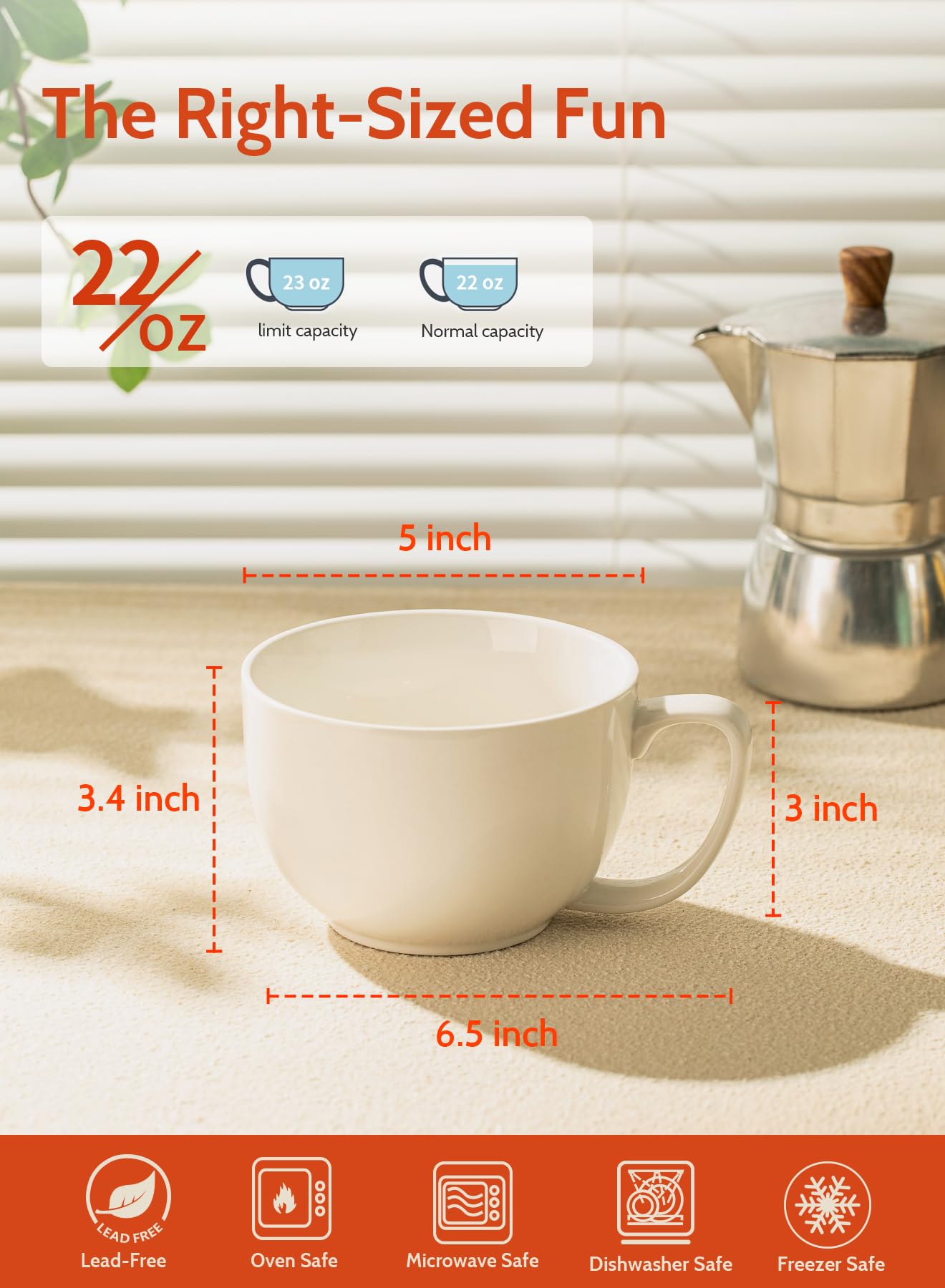 Amazon.com: Sweese Porcelain 22oz Large Coffee Mugs Set of 4