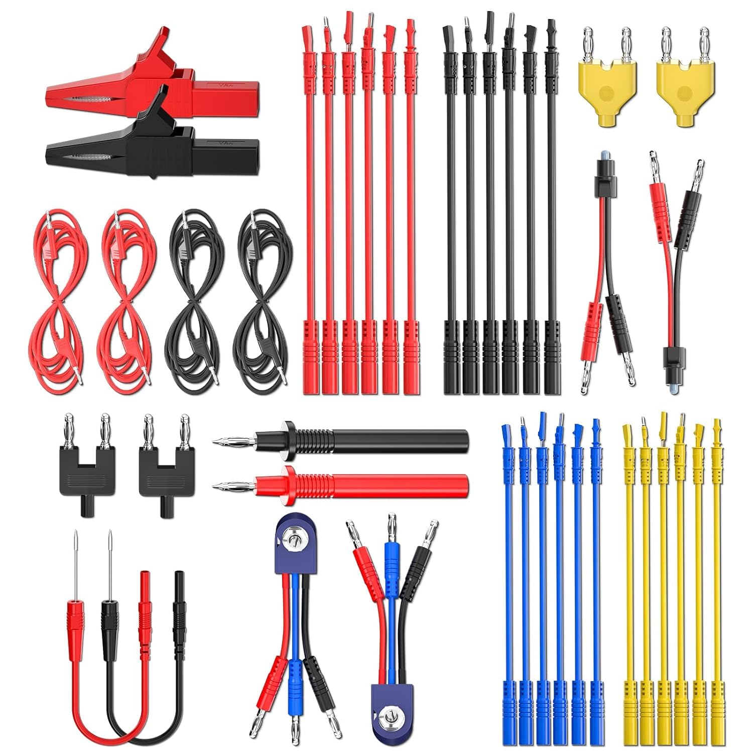 Kit de cables para multimetro con puntas de prueba, pinzas, enchufes y comprobadores, 92 piezas