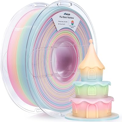 26 – AMOLEN PLA 3D Printer Filament 1.75mm, Rainbow Macaron PLA Filament 1KG (2.2lbs), Multi-Color Change Gradient PLA for 3D Printing, Dimension…