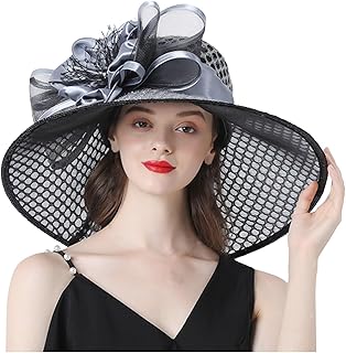 Sombrero de verano ligero para mujer, sombrero de iglesia de ala ancha, sombreros para el sol para bodas, fiestas de té, tocado para el sol con flores