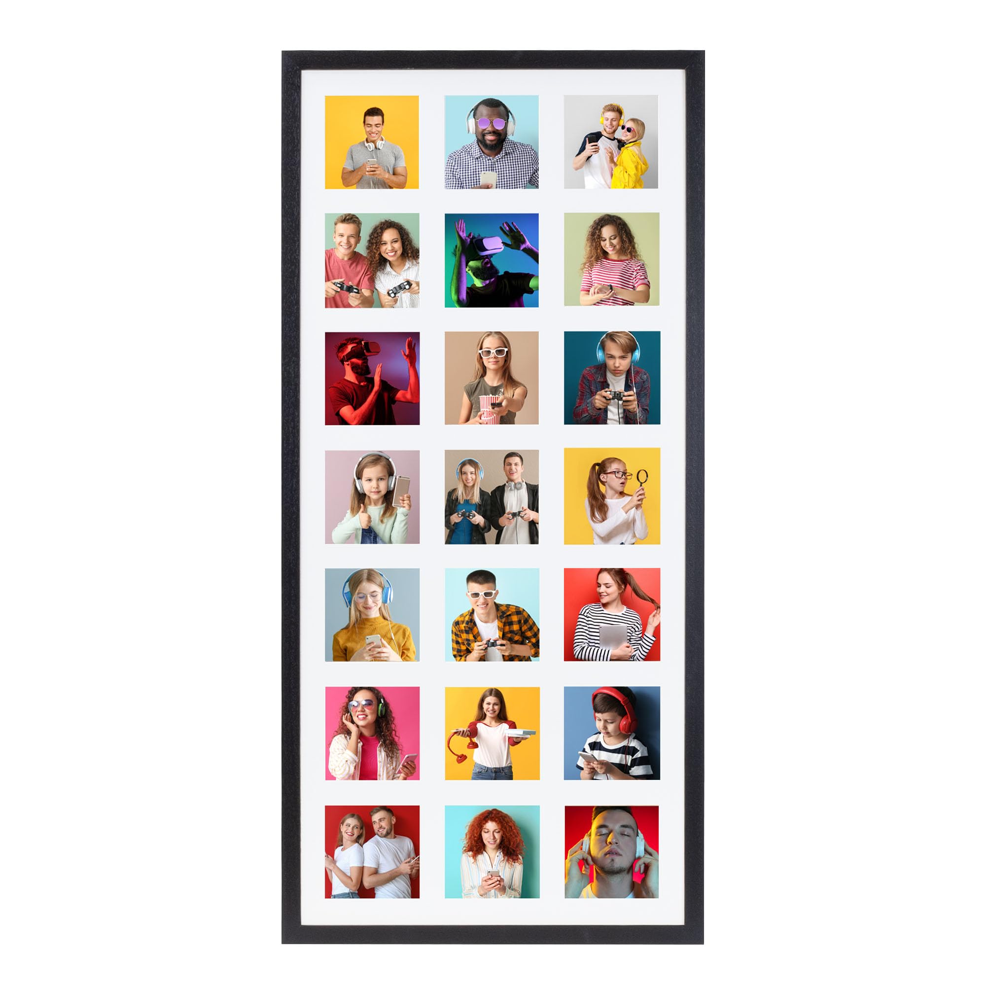 Boldon Framing Photo Frames Multiple Pictures Black Collage Photo Frame for 21 4x4 photos -Large Multi Picture Frames for Wall Hanging - Neatly Display Lots of Photos In One Picture Frame
