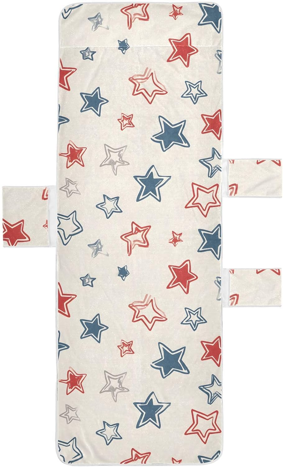 Lounge Chair Cover with Side Pockets Beach Chair Cover Red and White Stars Microfiber Pool Chaise Towel No Sliding for Outdoor Beach Garden Sunbathing Patio, 85 x30 in