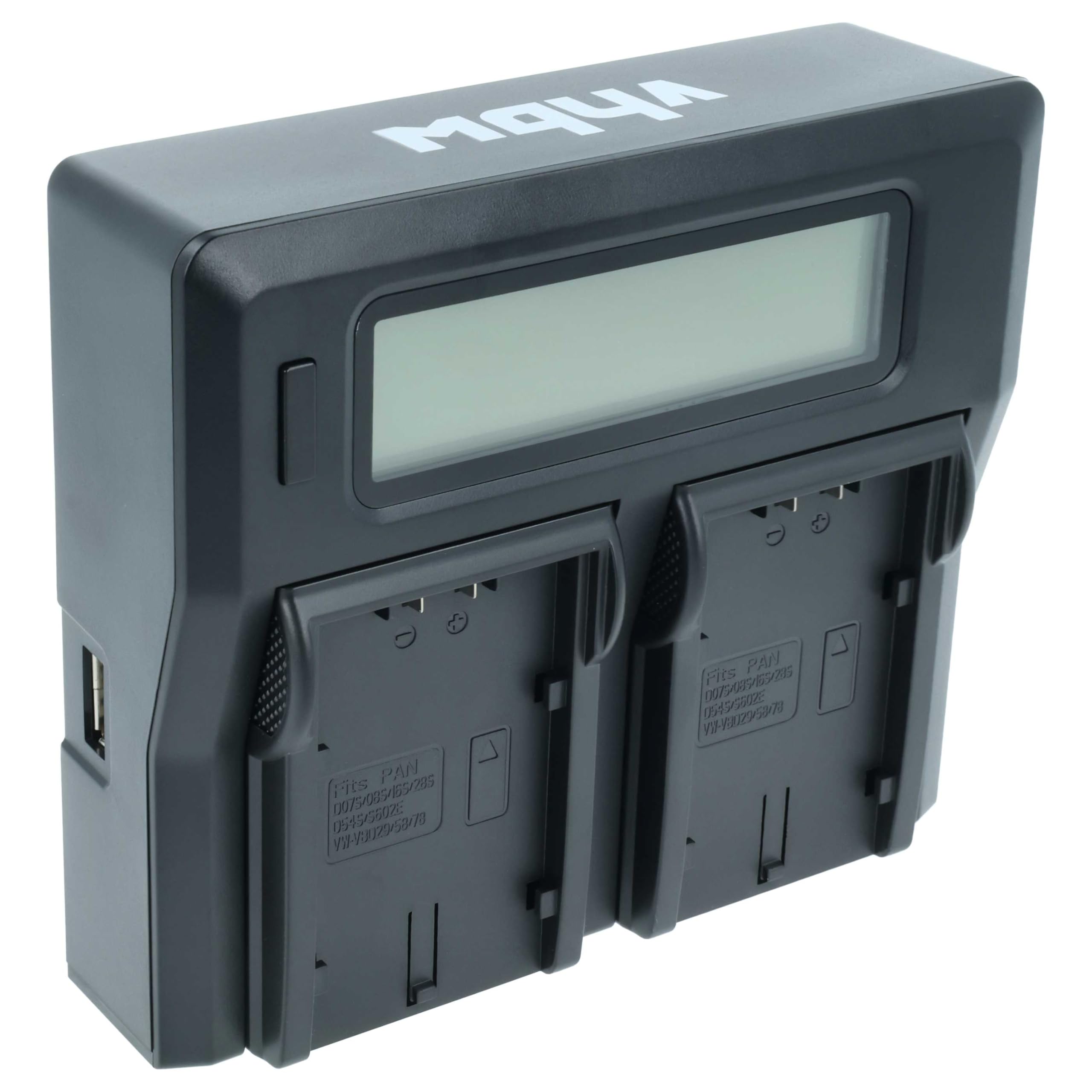 vhbw Cargador Dual Compatible con Panasonic AJ-PX270, AJ-PX270EJ, AJ-PX298MC batería de cámara - Soporte con Pantalla