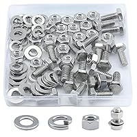 Vista 14 de Tornillo de cabeza hexagonal 1/4-20 x1 (20 unidades), tuercas de bloqueo, kits de arandelas planas y de bloqueo, acero inoxidable 304 18-8