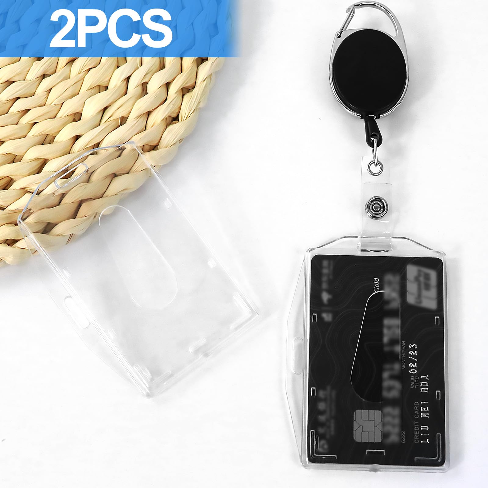 Redamancy 2 Pcs Badge Holder Vertical y Horizontal Tarjetas de Porta Tarjetas Identificativas con Ranura para el Pulgar