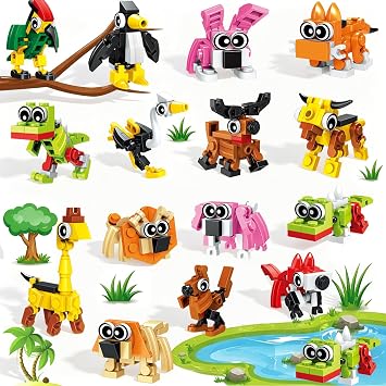 20 Pack Mini Animal Building Blocks Party Favors for Kids 4-8 8-12, 3-in-1 STEM Toys Goodie Bag Stuffers, Classroom Treasure Box Prizes, Birthday Pinata Fillers, Bulk Gifts for Boys Girls