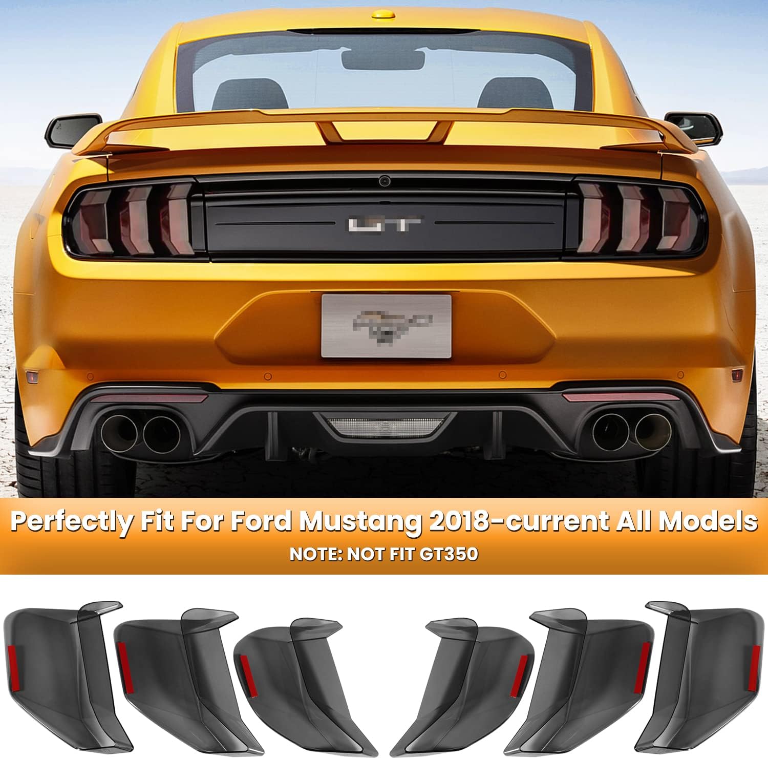 E-cowlboy Tail Light Lamp Cover Guard Trim Frame Bezels Decoration for Ford Mustang 2018 2019 2020 2021 2022 Exterior Accessories (Smoked Black 6PCS)