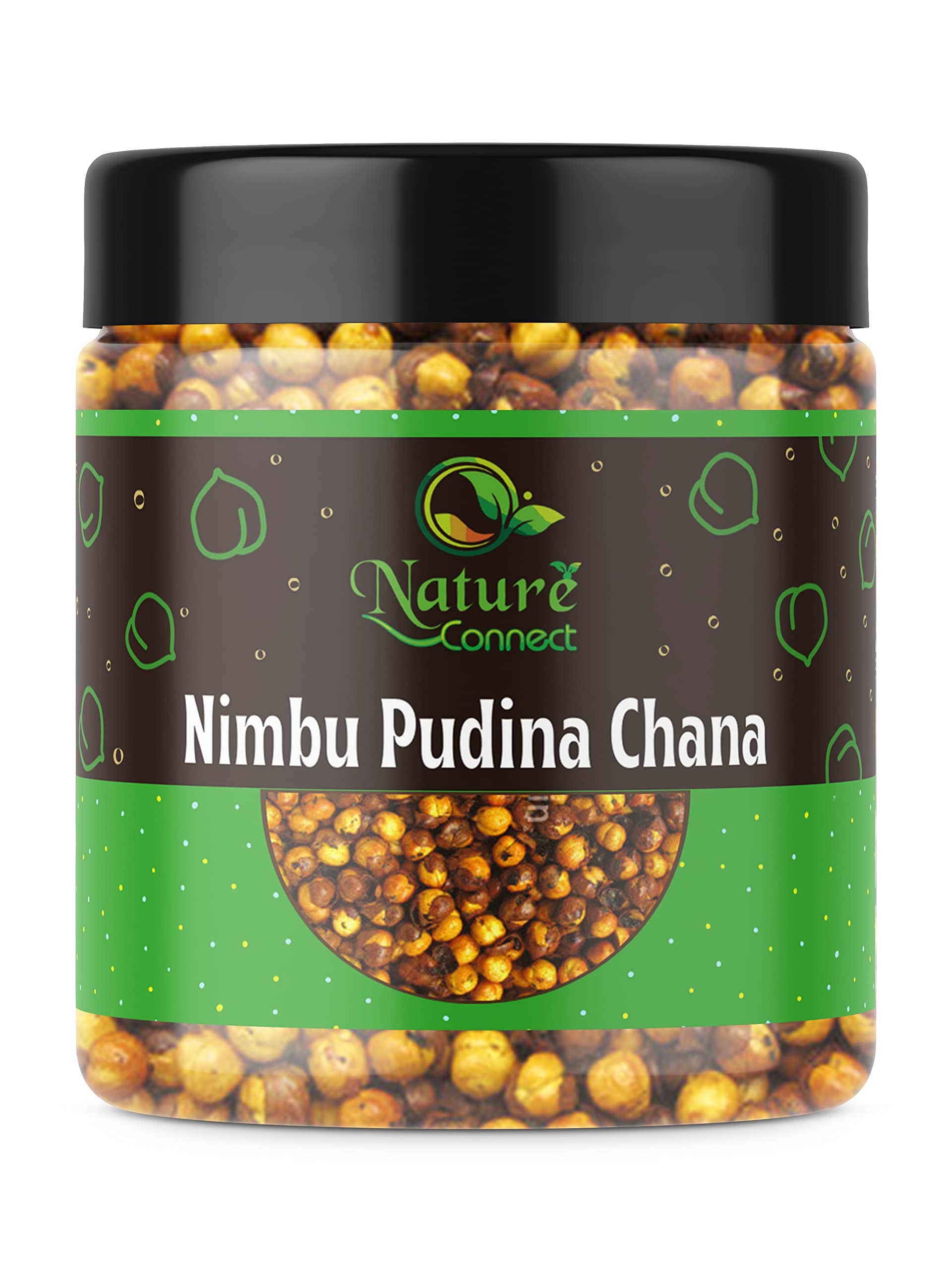Nature Connect Roasted Nimbu Pudina Masala Chana 200 gm Nimbu Pudina Chana Gluten Free, Vegan Snack Spicy Namkeen [Jar Pack]
