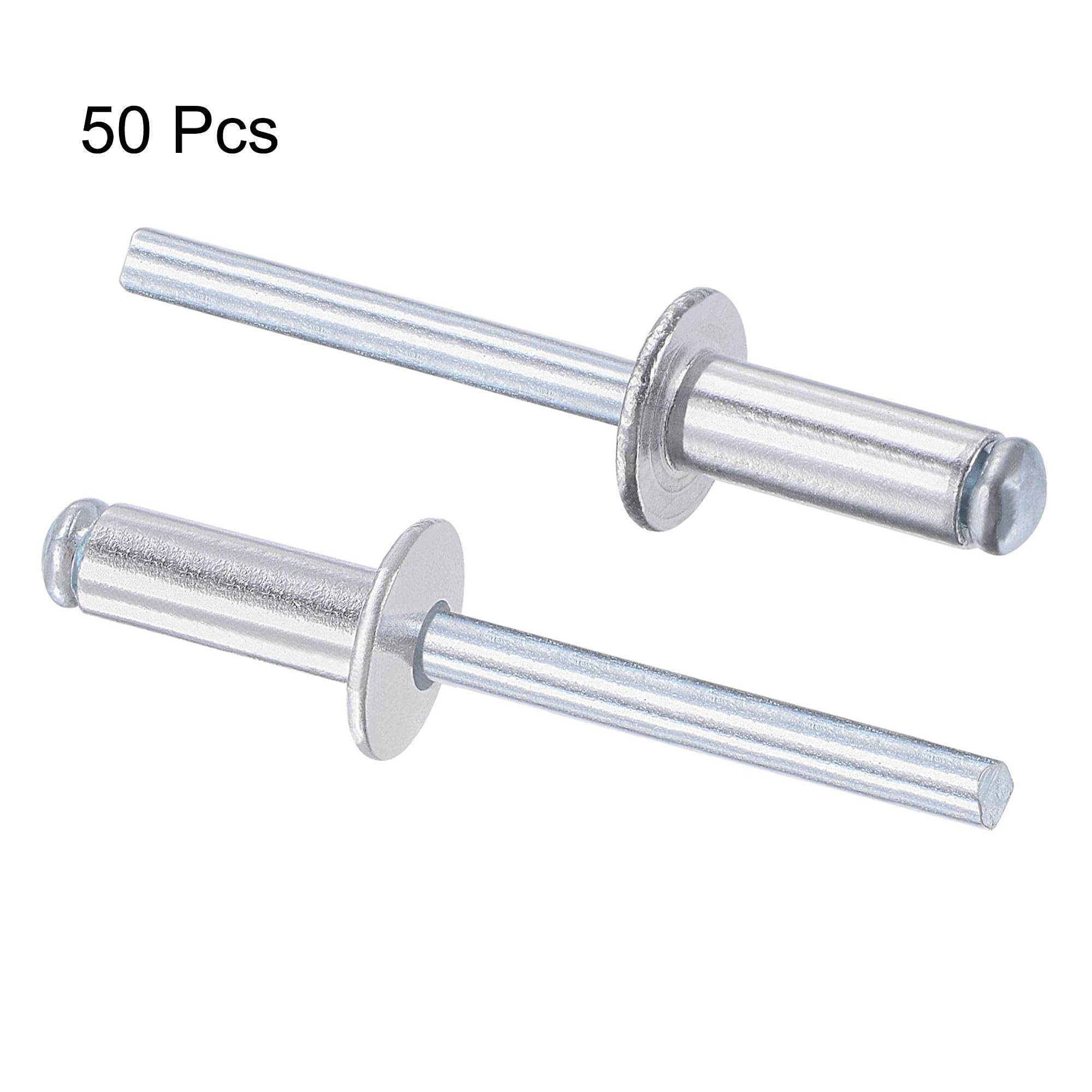 TA-VIGOR 50Pcs 6mm x 16mm Aluminium Blind Rivets, Open End Pop Rivets with Dome Head - Image 3