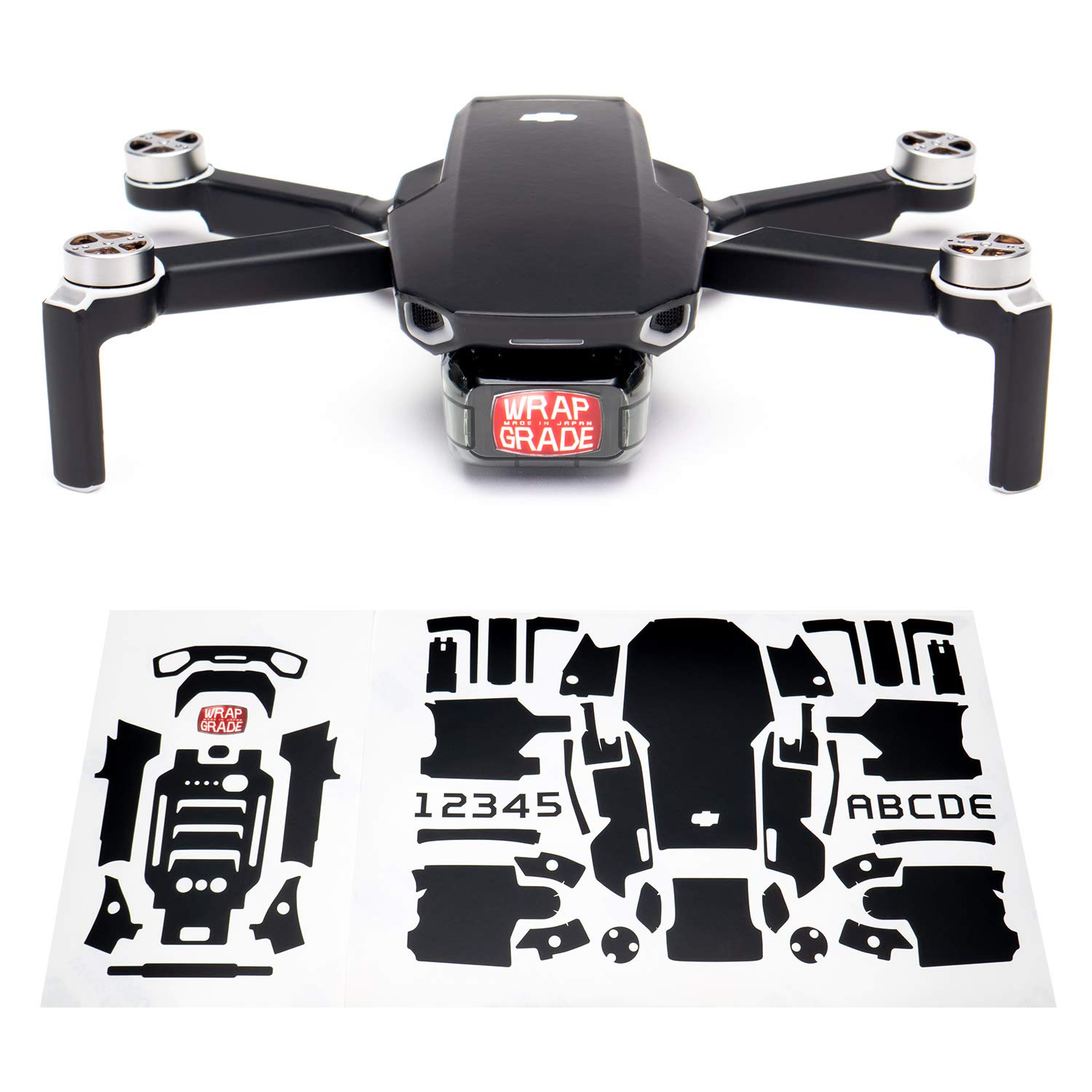 Wrapgrade Skin Sticker Set Compatible with DJI Mini 2 (STEALTH BLACK)
