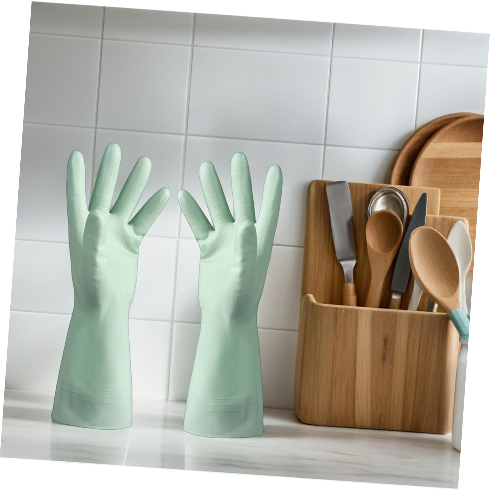 PACKOVE 6 Paia Guanti per Cucinare Impermeabili in PVC Riutilizzabili Guanti per Lavare Piatti Antiscivolo e Bucato