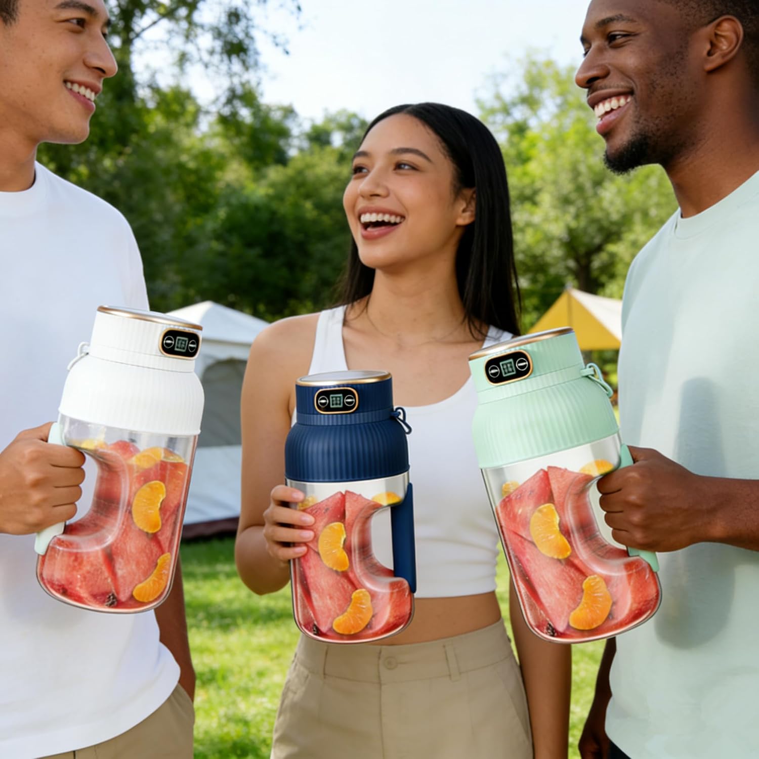 Personal Blender for Shakes and Smoothies, 40oz Large Capacity with Smart Display, USB Rechargeable, Leakproof, Portable with Sporty Strap for Travel, Gym, Office & Outdoor Use (white)