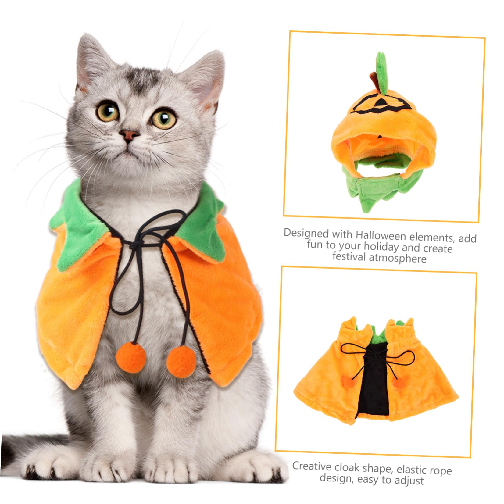 POPETPOP 3 Set Mantello Per Animali Domestici Vestiti Di Zucca Per Cani Costume Da Cane Mantello Per Cappello Da Compagnia Animale Domestico a Doppia Faccia Cappello Per Gatto Peluche
