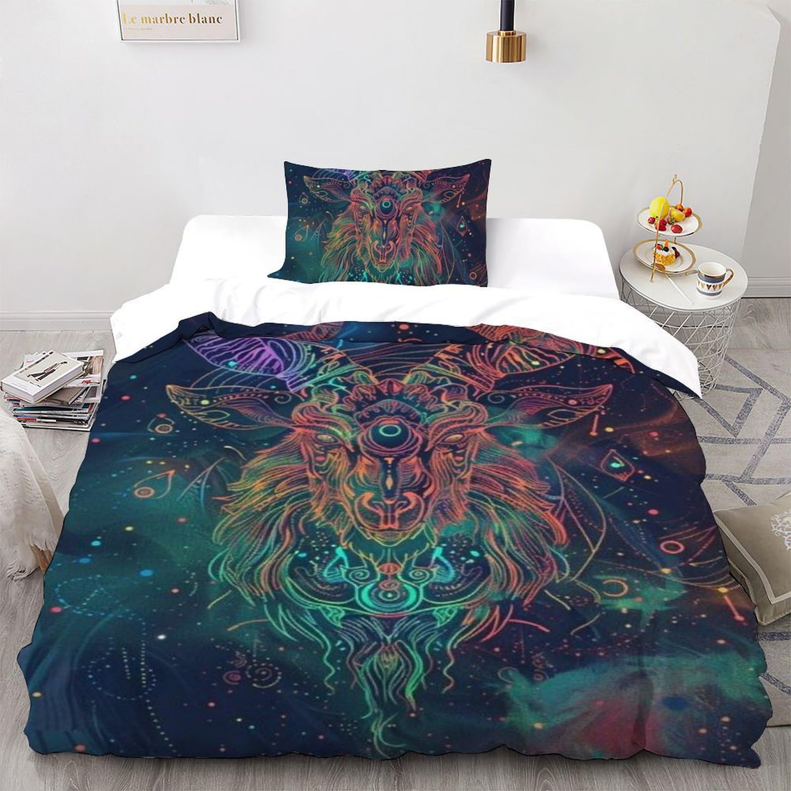 Parure housse de couette constellations en microfibre 3D douce
