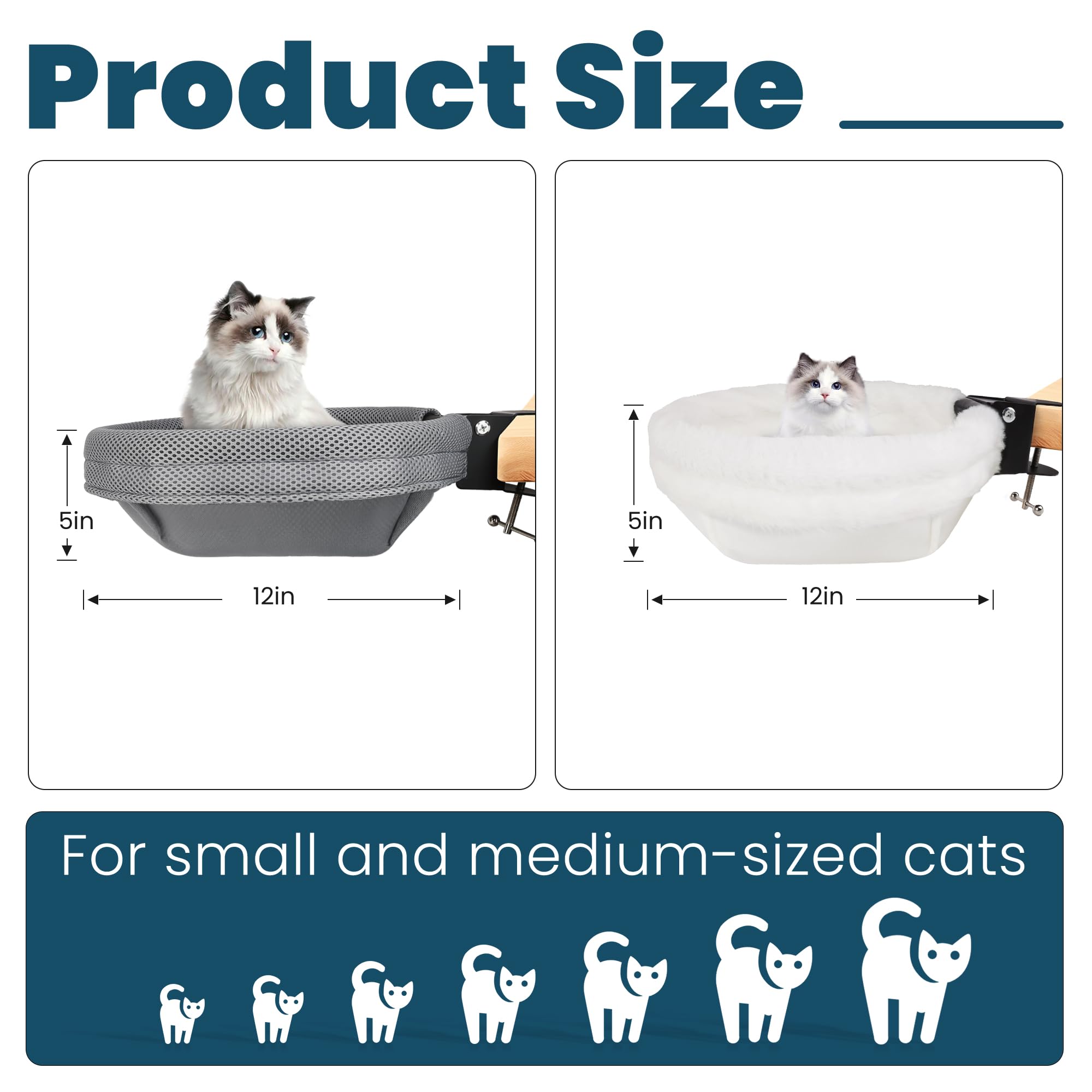 Pletpet Foldable Cat Desk Bed with Soft and Breathable Tow Fabric Bags, 12