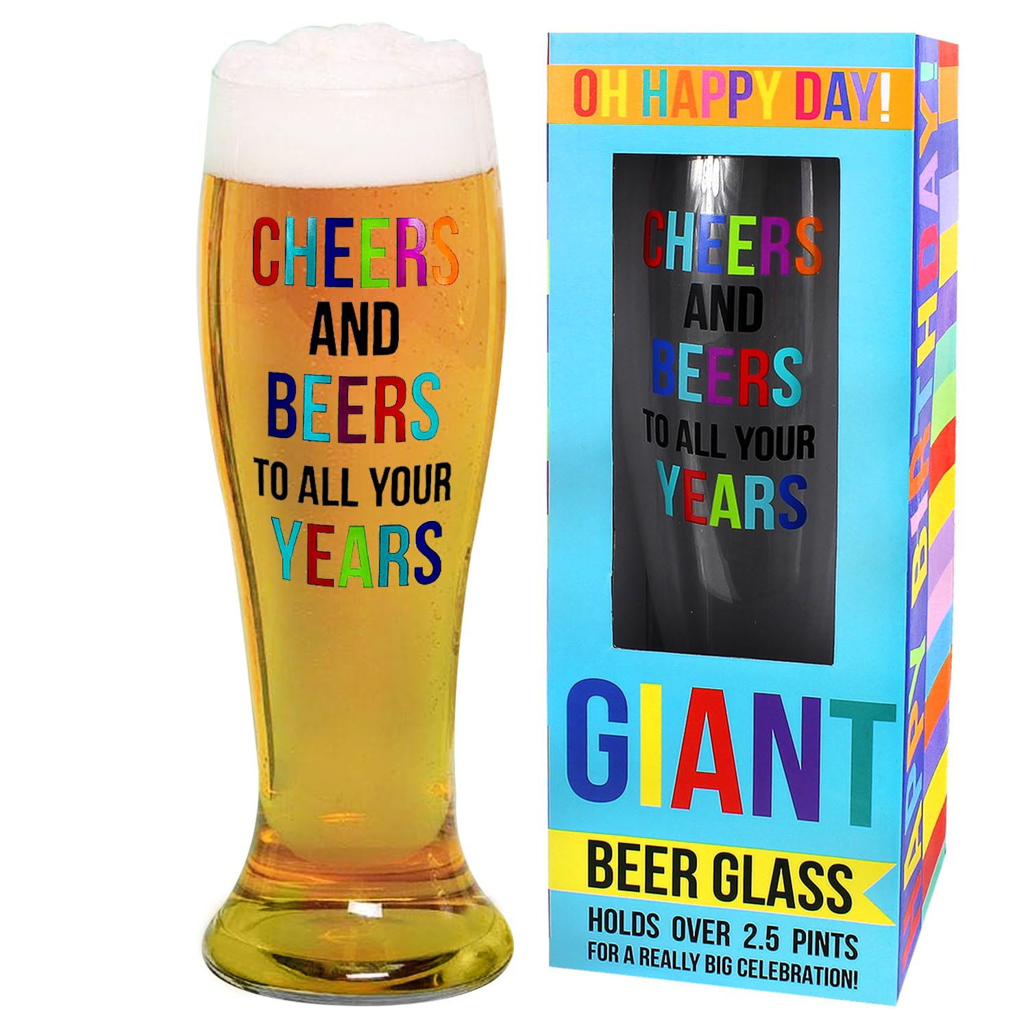 AGP ADVANCED GLOBAL PRODUCTIONS Giant 2.5 Pint Beer Glass, Large Novelty Pint Glass, Beer Stein Pint Glass, Holds 2.5 Pints, Novelty Gift Glass, 1550ml Capacity