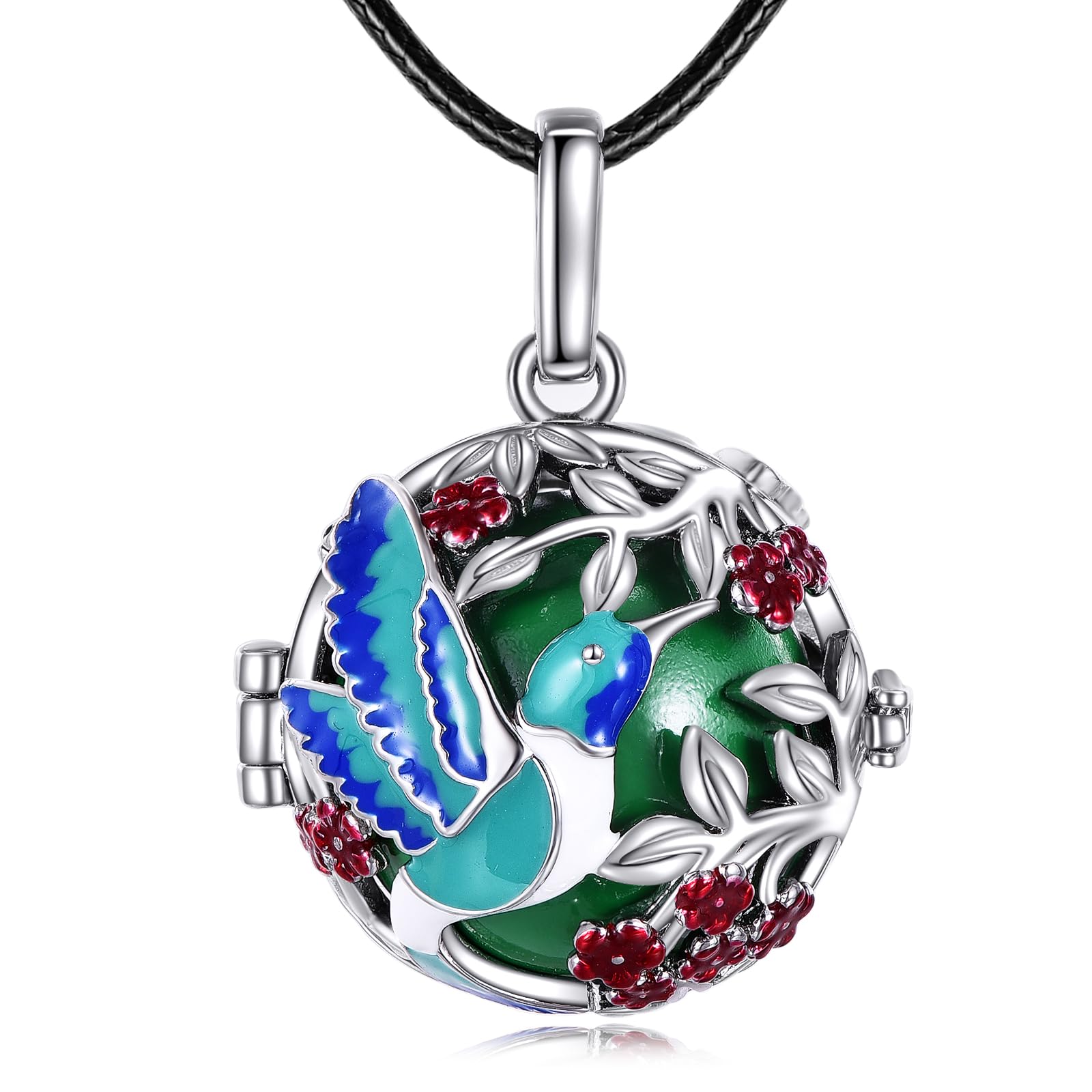 KZXHummingbird Harmony Ball Necklace Hummingbird Harmony Bola Angel Caller Pregnancy Necklace Guardian Angel Wishing Chime Mexico Ball Pendant for Future Mama Jewellry Gift for Women Mother Wife