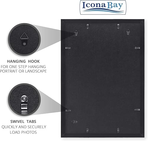 Miniatura 4 de Icona Bay Marcos de 13 x 19 pulgadas (negro, paquete de 4), marcos compuestos de madera resistentes (no plástico PS), marcos de estilo moderno,