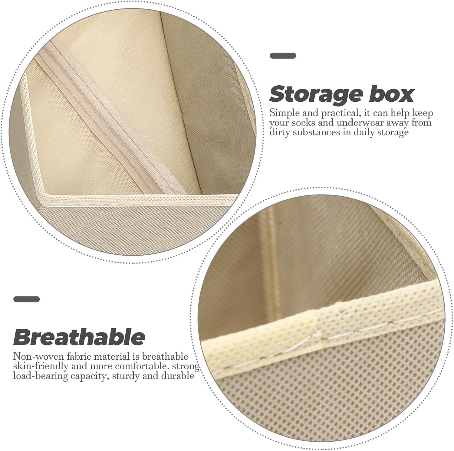 3pcs Beige Non-woven Fabric Underwear Organizer Set, and Sock Drawer Storage Boxes, Collapsible Clothes Organizing Cases for Bedroom Closet