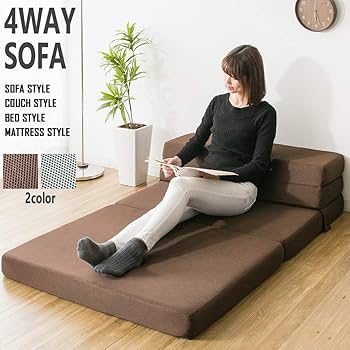 ブラウン1人掛けソファ マットレス厚14cm ecolatte ソファになるマットレス ソファベッド セミシングル 1