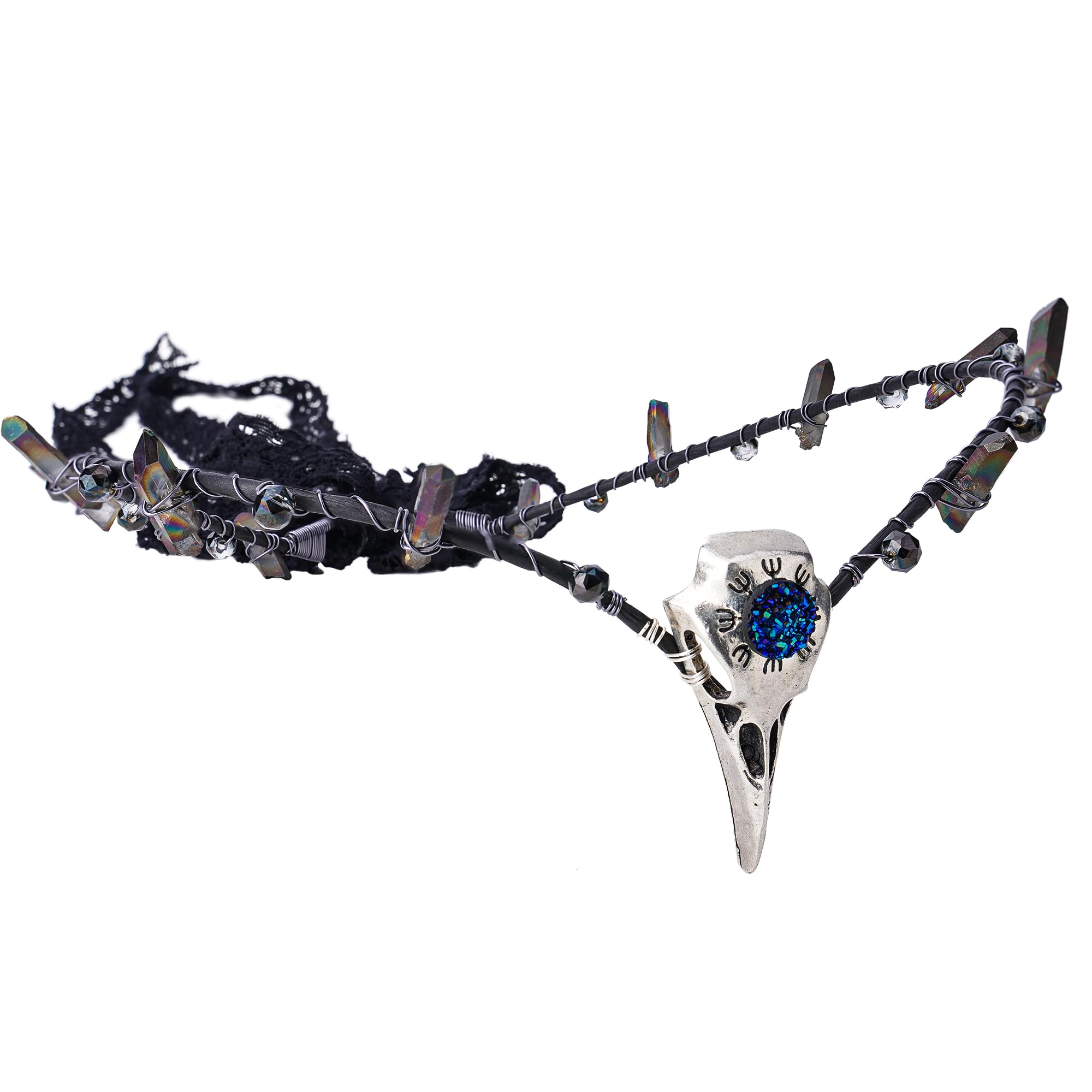 MOSTORY Handmade Raven Elf Crown - Adjustable Gothic Crow  display picture 3