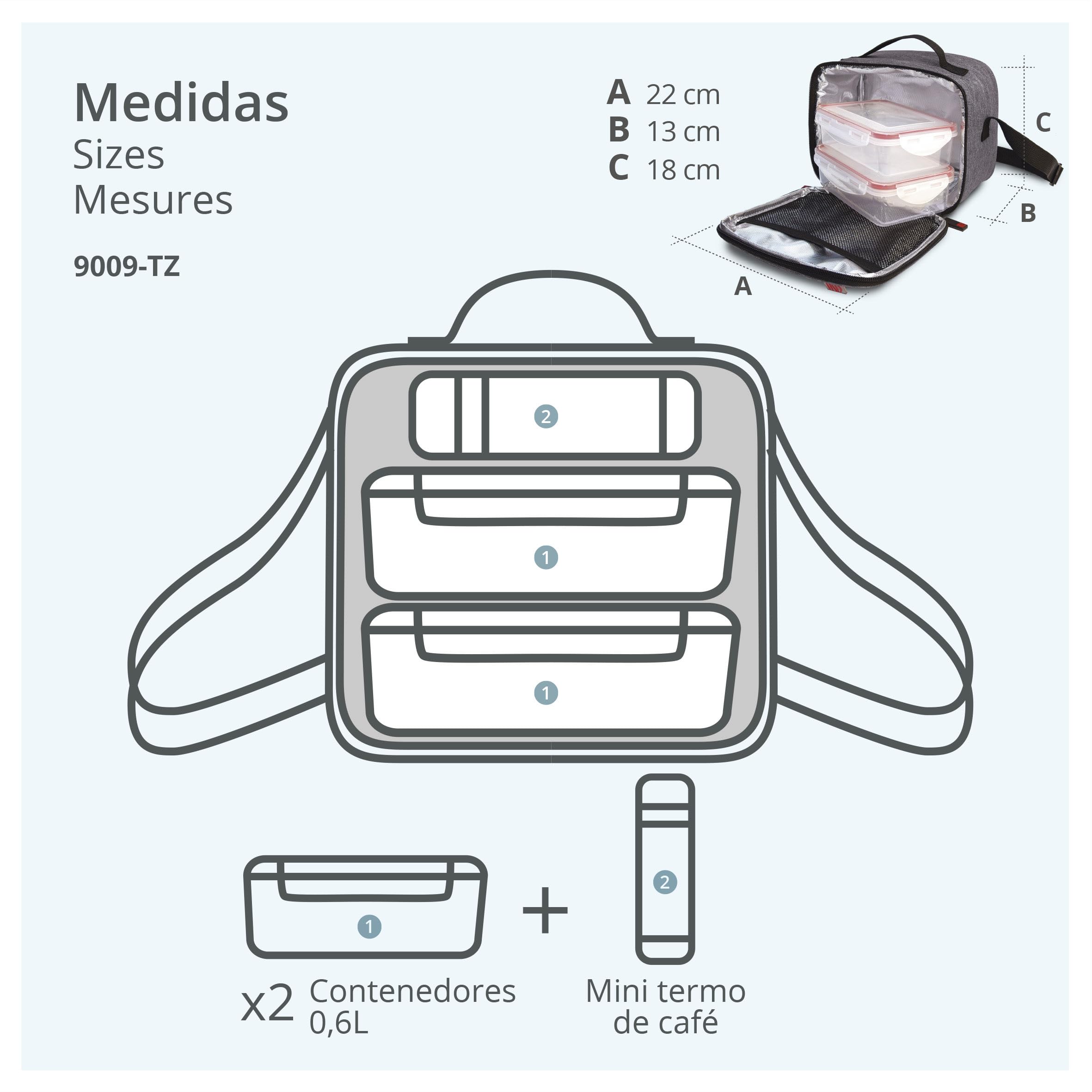 Iris barcelona - City Lunch Bag, Zestaw toreb termicznych 4 l i 2 Tapers 0,6 l, Szary