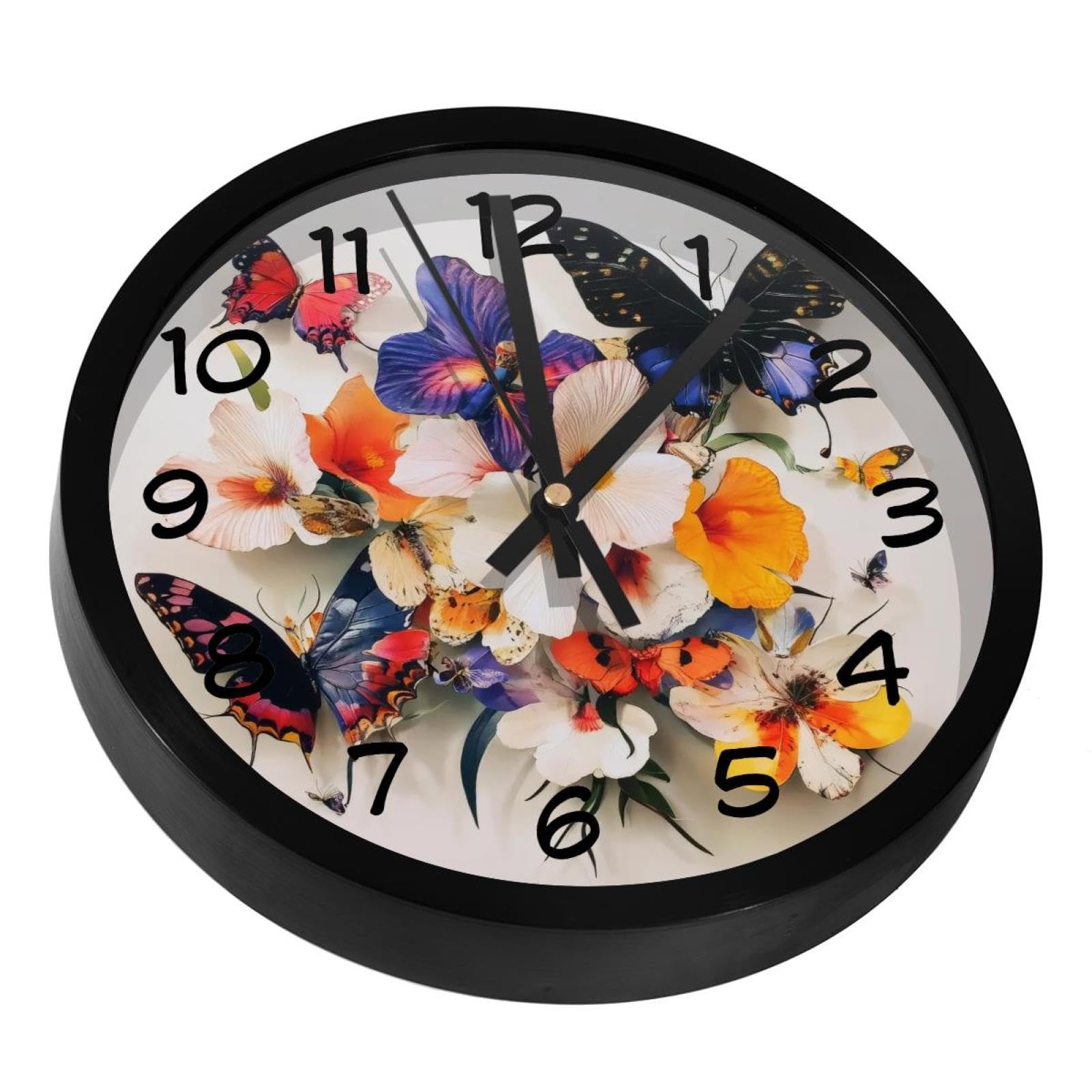 Horloge murale IPomée et papillon silencieuse à pile pour salon