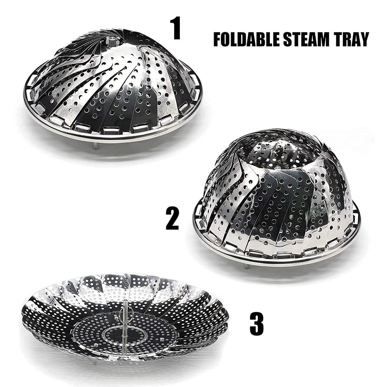Portible Stainless Steel Steamer Instant Pot Accessories for Food and Vegetable, Premium Expandable Steam Basket to Fit Various. 1