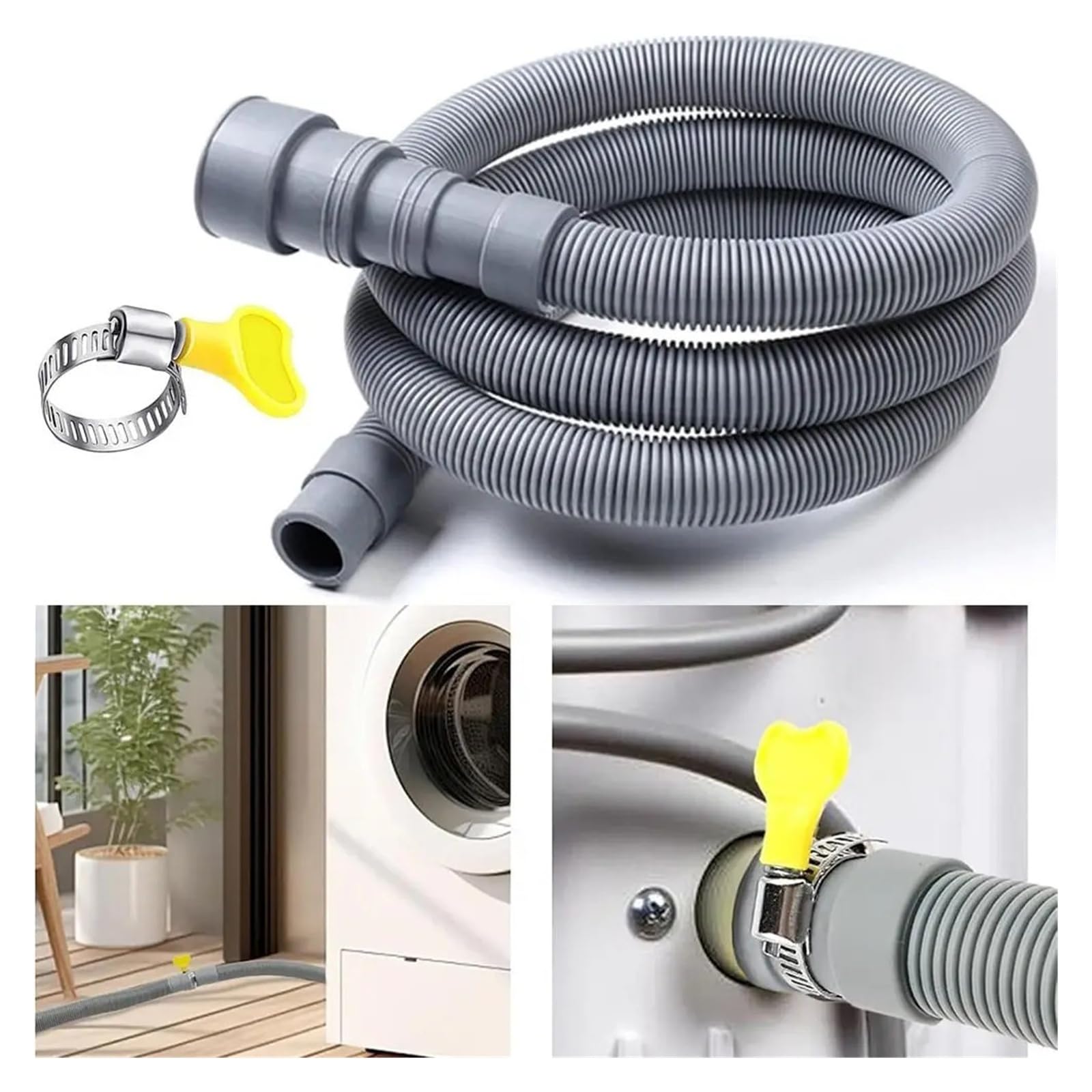 Tubo Di Scarico Flessibile For Lavatrice Tubo Di Scarico Ondulato Grigio Tubo Di Prolunga Ispessito(1m)