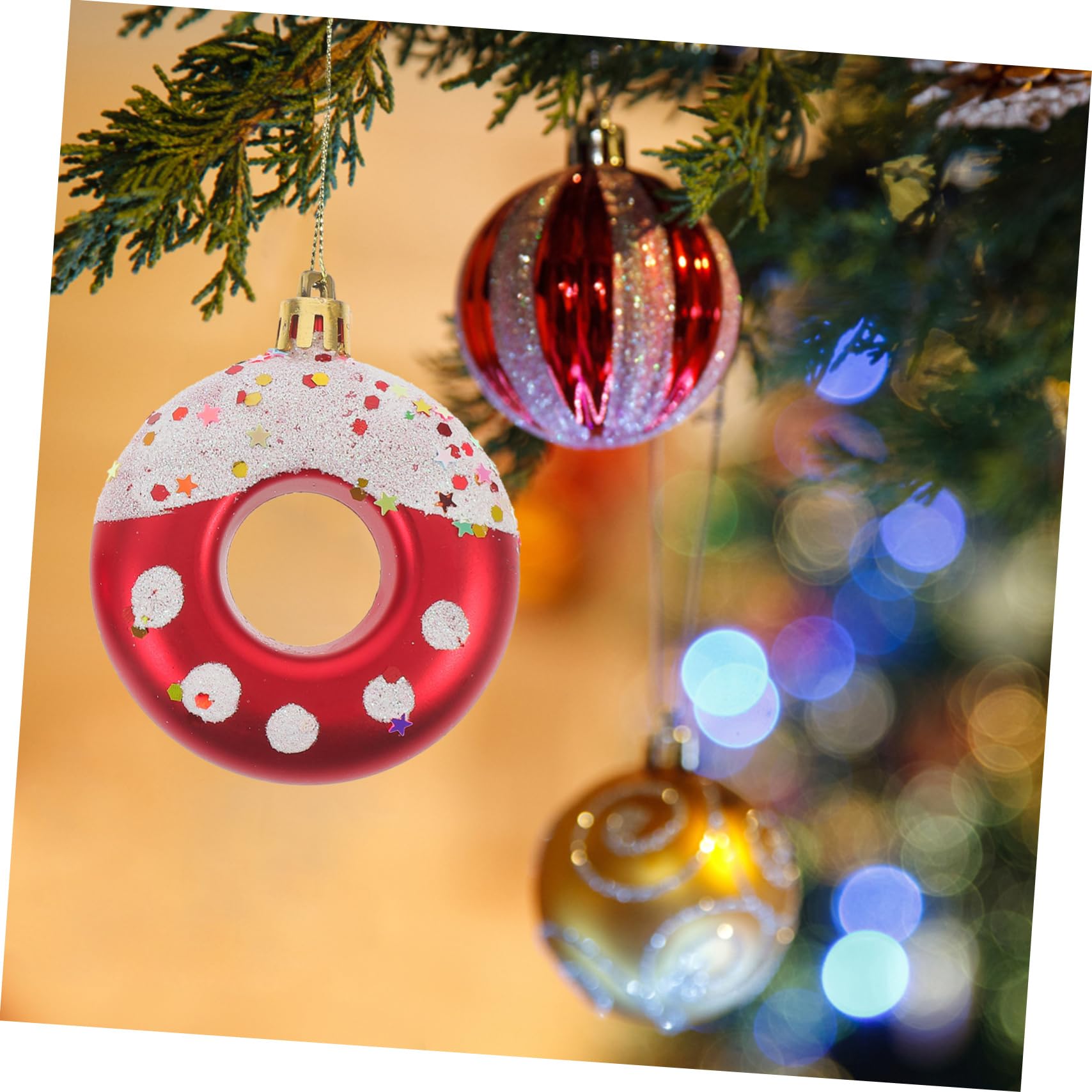 IMIKEYA 20piezas Adornos Colgantes Navideños Decoración De Árbol De Navidad Pendientes Temáticos De Festividad Diseño De Donut Fiestas y Celebraciones