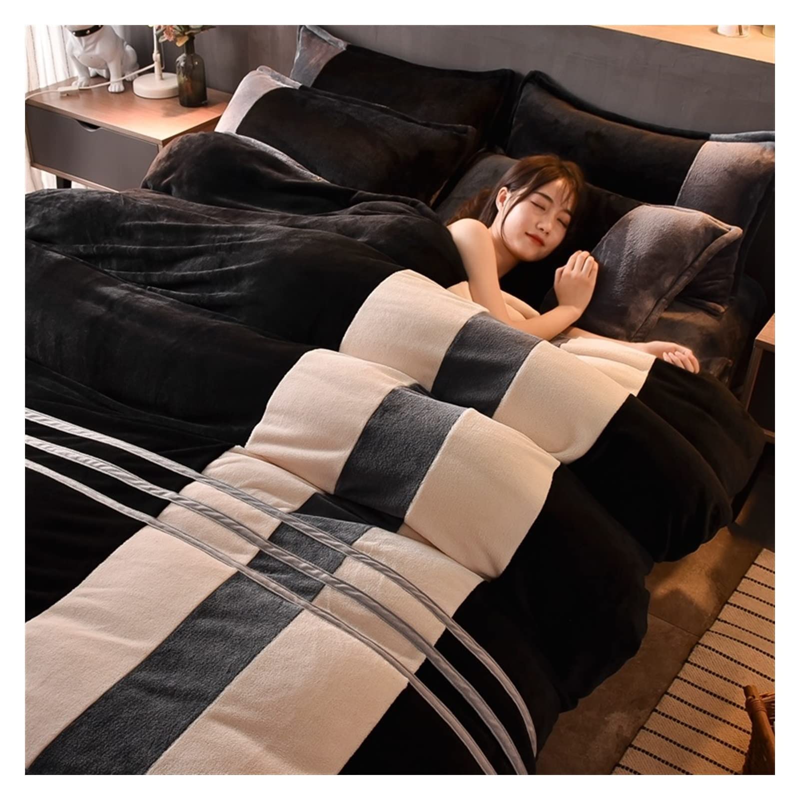 Amazon｜布団カバーセットウィンターミルクベルベットコーラル4ピース