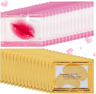 Sulily 30 Pairs 24K Gold Collagen Lip & Eye Masks - Hydrate Dry Lips, Fade Dark Circles & Wrinkles - Bulk Gifts for Valentines, Bachelorette, Galentines