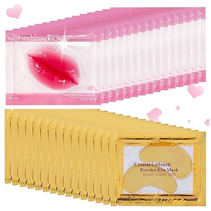 30 Pairs Lip Mask & Eye Mask, 24K Gold Under Eye Patches for Puffy Eyes, Lip Mask Skincare, Bridesmaid Gifts, Mothers Day Gifts,Teacher Appreciation Gifts, Bulk Gifts, Bachelorette Party Favors