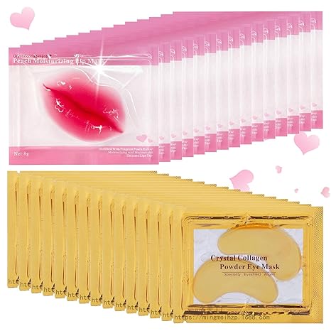 30 Pairs Lip Mask & Eye Mask, 24K Gold Under Eye Patches for Puffy Eyes, Lip Mask Skincare, Bridesmaid Gifts, Mothers Day Gifts,Teacher Appreciation Gifts, Bulk Gifts, Bachelorette Party Favors
