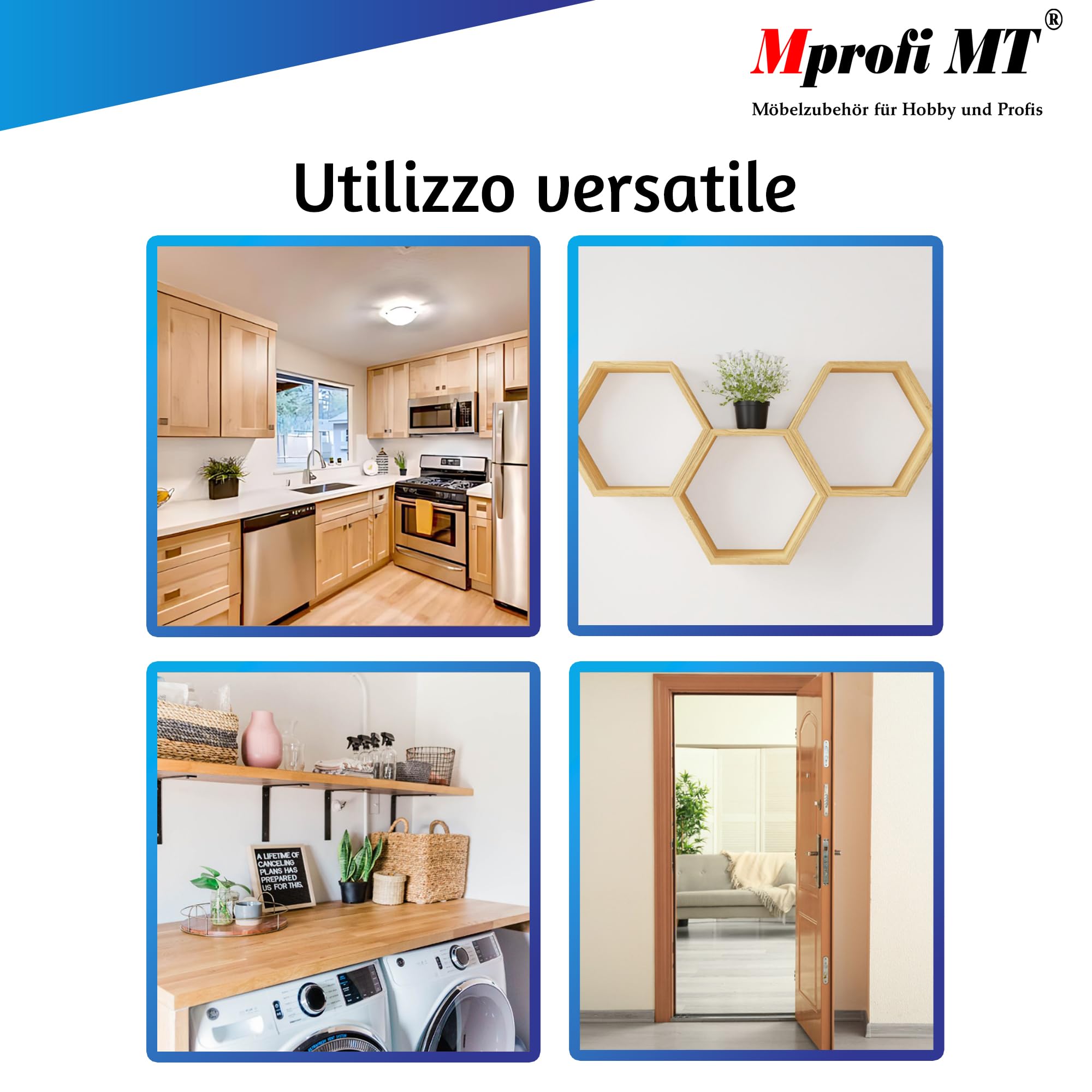 Mprofi MT® - Bordo Effetto Antracite | 22mm x 5m | Facile da Applicare | Bordo Cucina in Melaminico | Per Scaffali, Mobili e Pannelli | Termoadesivo Durevole | Spessore 0,50mm
