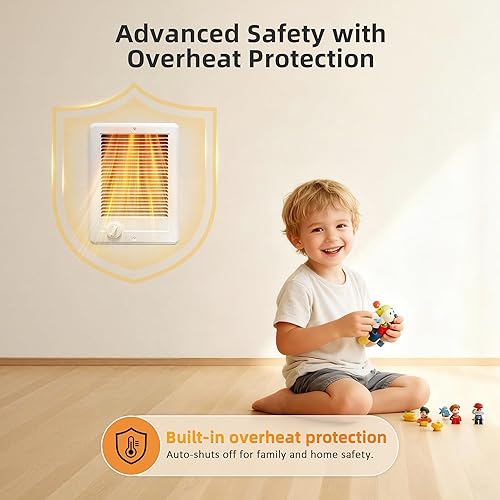 Miniatura 3 de Com-Pak Electric Wall Heater Complete Unit with Thermostat, High Capacity 5120/3840 BTU, 240 Volt, 1500 Watt (Model: CSC152TW, Part: 67506), White